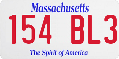 MA license plate 154BL3