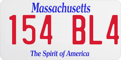 MA license plate 154BL4