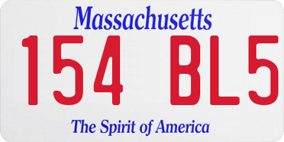 MA license plate 154BL5
