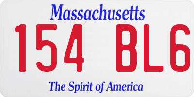 MA license plate 154BL6