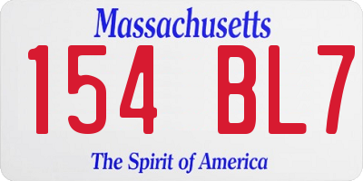 MA license plate 154BL7