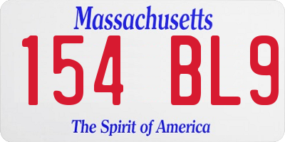 MA license plate 154BL9
