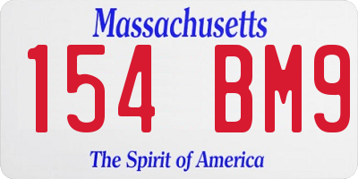 MA license plate 154BM9