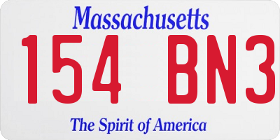 MA license plate 154BN3