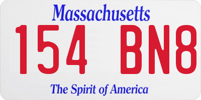 MA license plate 154BN8
