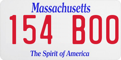 MA license plate 154BO0