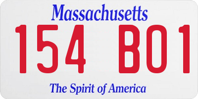 MA license plate 154BO1
