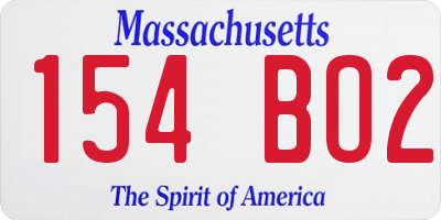 MA license plate 154BO2