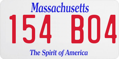 MA license plate 154BO4