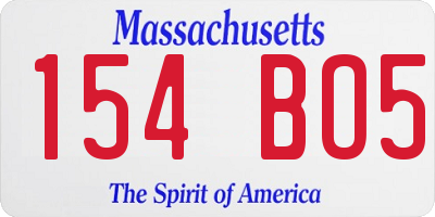 MA license plate 154BO5