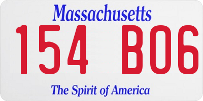 MA license plate 154BO6