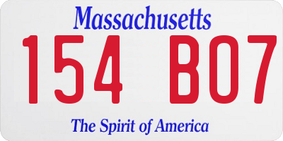 MA license plate 154BO7