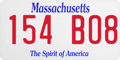 MA license plate 154BO8