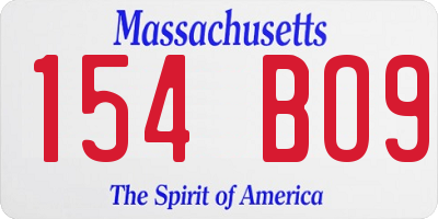 MA license plate 154BO9