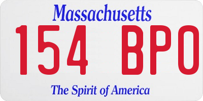 MA license plate 154BP0