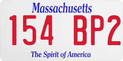 MA license plate 154BP2