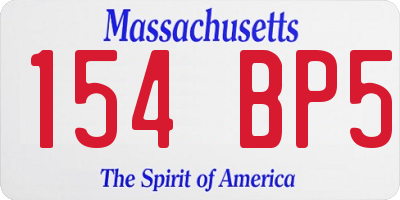 MA license plate 154BP5