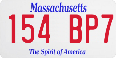 MA license plate 154BP7