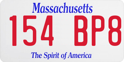 MA license plate 154BP8