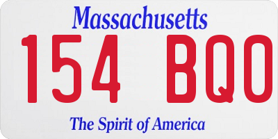 MA license plate 154BQ0