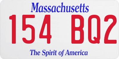 MA license plate 154BQ2