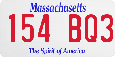 MA license plate 154BQ3