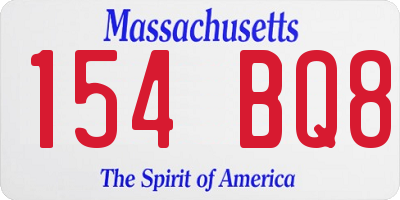 MA license plate 154BQ8