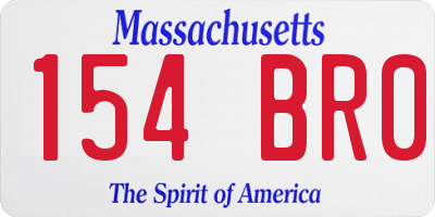 MA license plate 154BR0