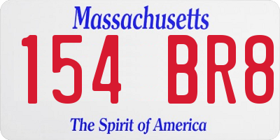 MA license plate 154BR8