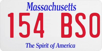 MA license plate 154BS0