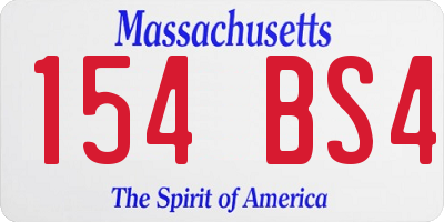 MA license plate 154BS4