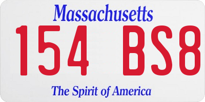 MA license plate 154BS8