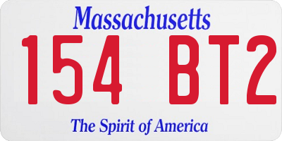 MA license plate 154BT2