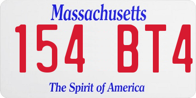 MA license plate 154BT4