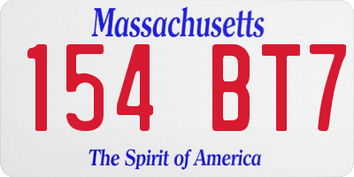 MA license plate 154BT7