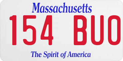 MA license plate 154BU0