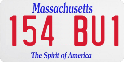 MA license plate 154BU1