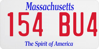 MA license plate 154BU4