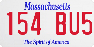 MA license plate 154BU5