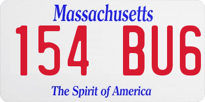 MA license plate 154BU6