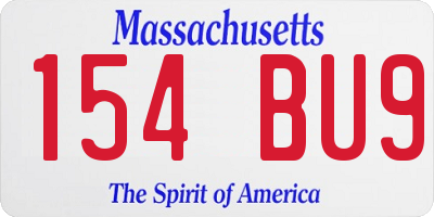 MA license plate 154BU9