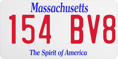 MA license plate 154BV8