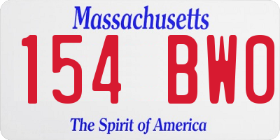 MA license plate 154BW0