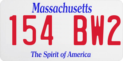 MA license plate 154BW2