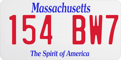 MA license plate 154BW7