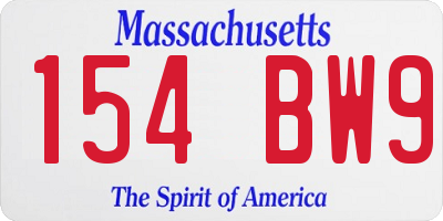 MA license plate 154BW9