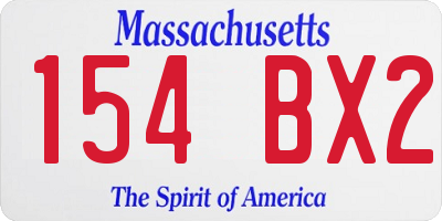 MA license plate 154BX2