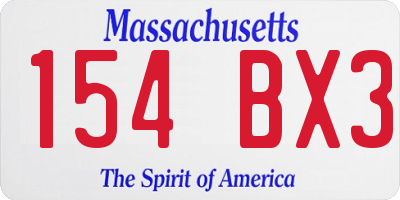 MA license plate 154BX3
