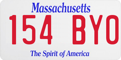 MA license plate 154BY0