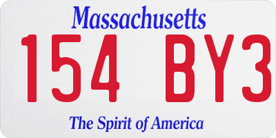 MA license plate 154BY3
